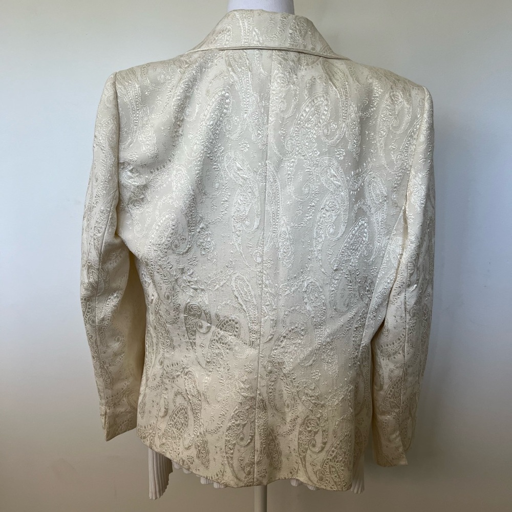 Le Suit Bridal White Jacquard Blazer - Size 14 - Picture 4 of 11
